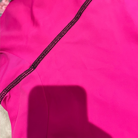REEF Rashguard Hot Pink Bow Tie Up Ruched Swim Top Shirt UPF 50 Water Sport Suit - Picture 7 of 11
